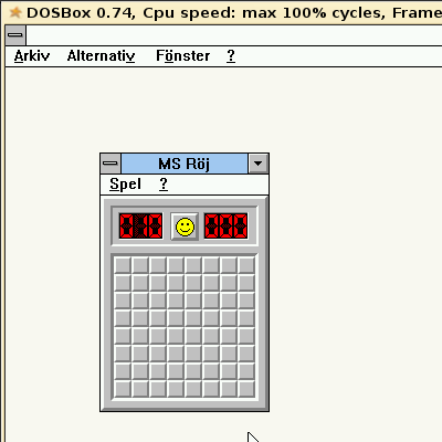 [Windows under DOSBox running Minesweeper]