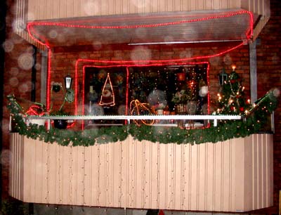 [A lot of decorations on a balcony]
