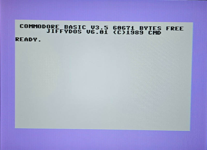 [Sk�rmbild fr�n Commodore 16:n som visar 60671 byte ledigt och JiffyDOS version 6.01]