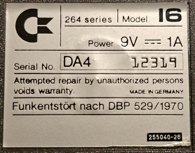 [Bild av serienummeretikett; Made in Germany]