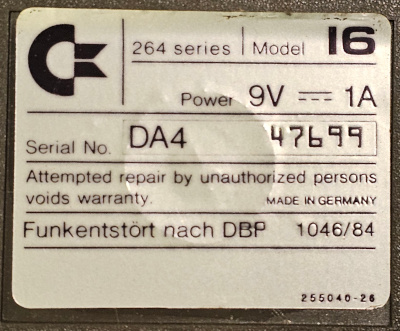 [Bild av serienummeretikett; Made in Germany]