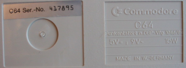 [Picture of the serial number label; Made in W.Germany]