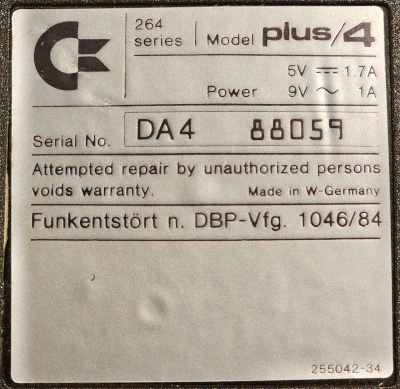 [Bild av serienummeretikett; Made in W-Germany]