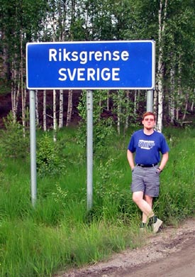 [Picture of me at the Swedish border from Norway]